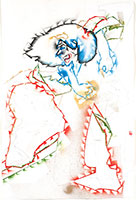Gajin Fujita / 
Study of Howl (Blue Demon), 2009 / 
pencil, ink and spray paint on paper / 
54 x 36 in. (137.2 x 91.4 cm)erso
(Inv# GF09-11)