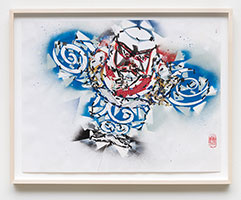 Gajin Fujita / 
Study for Allure (Yakko-san kite), 2022  / 
Spray paint, stencil on paper  / 
Paper: 17 1/2 x 23 in. (44.5 x 58.4 cm)  / 
Framed: 20 x 25 1/2 in. (50.8 x 64.8 cm)