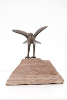 Gwynn Murrill / 
Eagle Maquette Trophy No. 10, 2005 / 
      bronze; pink sandstone / 
      eagle: 4 3/4 x 41/2 x 6 1/2 in. (12.1 x 11.4 x 16.5 cm); overall: 7 1/2 x 8 1/2 x 6 1/2 in. (19.1 x 21.6 x 16.5) / 
      Edition unique combination