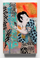 Gajin Fujita / 
Criminal Minded, 2026 / 
24K & 12K gold leaf, spray paint, paint markers on wood panel / 
24 x 16 in. (60.96 x 40.64 cm)