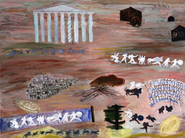 Charles Garabedian /     
Study for the Iliad (battlefields), 1992 /     
acrylic on panel  /     
36 x 48 in. (91.4 x 122 cm)