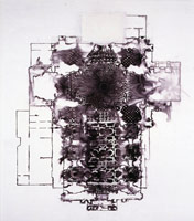 L'Encyclopedie (Marble Flooring Plan of the Church of Val de Grace, Paris), 2000 / 
acrylic & ink on canvas / 
94 x 81 in (238.8 x 205.7 cm) / 
Private collection