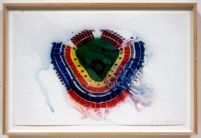 Guillermo Kuitca / Untitled (Dodger Stadium), 2002 / mixed media on paper / paper: 11 x 17 in (27.9 x 43.2 cm) / framed: 13 x 19 in (33 x 48.3 cm) / Private collection
