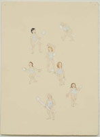 Jessica Minckley / 
Hobby Penises, 2004 / 
graphite, watercolor & gouache on paper / 
Paper: 15 x 11 1/8 in. (38.1 x 28.3 cm) / 
Framed: 18 3/4 x 14 3/4 in. (47.6 x 37.5 cm)