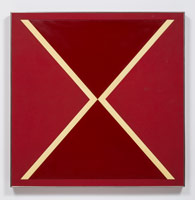 John McCracken / 
untitled No 27, 1964 / 
oil on canvas with resin insert / 
48 1/2 x 48 1/2 x 2 in. (123.2 x 123.2 x 5.1 cm)