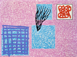 Jonathan Lasker / 
Love's Rhetoric, 1990 / 
Oil on linen  / 
60 x 80 in (152.4 x 203.2 cm) / 
Private collection