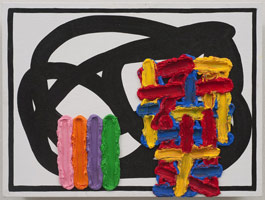 Jonathan Lasker / 
Scene and Signs, 2009 / 
      oil on canvas board / 
      12 x 16 in. (30.5 x 40.6 cm) / 
      Private collection