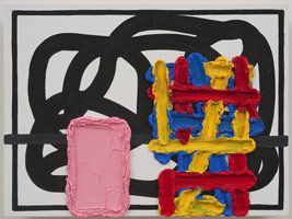 Jonathan Lasker / 
Scenic Configuration, 2009 / 
      oil on canvas board / 
      12 x 16 in. (30.5 x 40.6 cm) / 
      Private collection