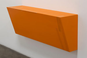 Kaz Oshiro / 
Untitled Shelf (orange), 2009 / 
acrylic on stretched canvas / 
22 3/4 x 66 7/8 x 15 3/8 in. (57.8 x 169.9 x 39.1 cm) 
