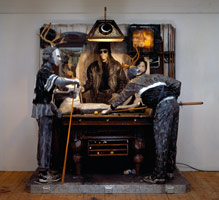 Edward & Nancy Reddin Kienholz / 
The Pool Hall, 1993 / 
mixed media tableau / 
96 1/2 x 98 1/2 x 54 1/2 in. (245.1 x 250.2 x 138.4 cm)