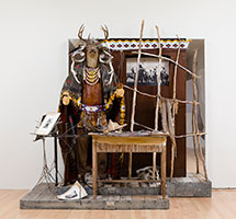 Edward & Nancy Reddin Kienholz / 
The Potlatch, 1988 / 
plaster cast, deer head, wool blanket, galvanized sheet metal, bobcat skin, rawhide, other mixed media / 
96 x 96 x 57 in. (243.8 x 243.8 x 144.8 cm)