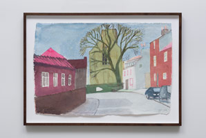 David Hockney / 
Kilham with More Colour, 2004 / 
watercolor on paper / 
26 1/2 x 40 in. (67.3 x 101.6 cm) / 
framed: 32 x 44 1/2 in. (81.3 x 113 cm) / 
Private collection