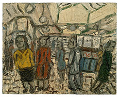 Leon Kossoff / 
Booking Hall, Kilburn Underground Station No. 4, 1978 / 
oil on board / 
48 x 60 in. (121.9 x 152.4 cm)