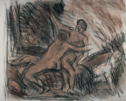 From Titian: Venus and Adonis / 
      Black and coloured chalks on paper / 
      55.2 x 68.5 cm