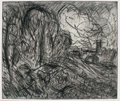 From Constable: Stoke-by-Nayland / 
      Drypoint / 
      image 44.5 x 54.7 cm