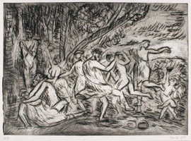 From Poussin: A Bacchanalian Revel before a Term / 
      Etching (unique print) / 
      image 40.8 x 57 cm