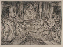 From Poussin: The Judgement of Solomon / 
      Etching (unique print) / 
      image 42.8 x 59.5 cm