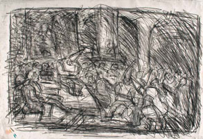 From Goya: ‘Auto de Fe’ of the Inquisition / 
      Charcoal on paper / 
      55.5 x 81 cm / 
      Private collection