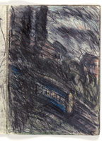 Leon Kossoff / 
Train by Night no. 1, 1990 / 
charcoal and pastel on paper / 
23 3/8 x 16 1/2 in. (59.5 x 41.9 cm) / 
 / 
Catalogue plate number 41