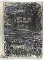 Leon Kossoff / 
Train by Night no. 4, 1990 / 
charcoal and pastel on paper / 
23 3/8 x 16 1/2 in. (59.5 x 41.9 cm) / 
 / 
Catalogue plate number 44