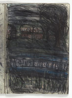 Leon Kossoff / 
Train by Night no. 5, 1990 / 
charcoal and pastel on paper / 
23 3/8 x 16 1/2 in. (59.5 x 41.9 cm) / 
 / 
Catalogue plate number 45