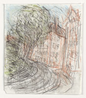 Leon Kossoff / 
Arnold Circus, 2008-2010 / 
charcoal and pastel on paper / 
24 1/2 x 21 in. (62 x 53.3 cm) / 
 / 
Catalogue plate number 81