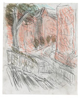 Leon Kossoff / 
Arnold Circus, 2012 / 
charcoal and pastel on paper / 
24 x 19 3/4 in. (61 x 50 cm) / 
Framed: 32 1/4 x 27 1/2 x 2 in. (81.9 x 69.9 x 5.1 cm) / 
 / 
Catalogue plate number 87