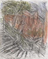 Leon Kossoff / 
Arnold Circus, Before Rain, 2012  / 
charcoal and pastel on paper / 
23 3/4 x 19 3/4 in. (60.5 x 50 cm) / 
 / 
Catalogue plate number 90