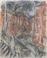 Leon Kossoff / 
Arnold Circus, 2012 / 
charcoal and pastel on paper / 
24 1/4 x 20 in. (61.5 x 50.5 cm) / 
 / 
Catalogue plate number 93