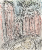 Leon Kossoff / 
Arnold Circus, 2012 / 
charcoal and pastel on paper / 
24 1/4 x 20 in. (61.5 x 51 cm) / 
Framed: 32 1/2 x 28 x 2 in. (82.6 x 71.1 x 5.1 cm) / 
 / 
Catalogue plate number 95 