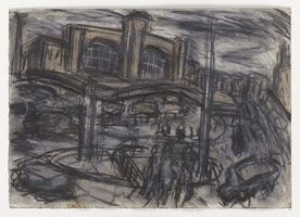 Leon Kossoff / 
King's Cross Stormy Day no. 1, 2004 / 
charcoal and pastel on paper / 
16 1/2 x 11 3/4 in. (41.8 x 29.7 cm) / 
 / 
Catalogue plate number 65