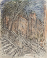 Leon Kossoff / 
Arnold Circus, 2012 / 
charcoal and pastel on paper / 
24 1/4 x 20 in. (61.5 x 50.5 cm) / 
 / 
Catalogue plate number 89