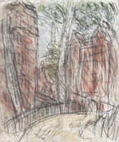 Leon Kossoff / 
Arnold Circus, 2012 / 
charcoal and pastel on paper / 
24 1/4 x 19 7/8 in. (61.5 x 50.5 cm) / 
Framed: 32 1/4 x 19 7/8 x 2 in. (81.9 x 71.1 x 5.1 cm) / 
 / 
Catalogue plate number 94