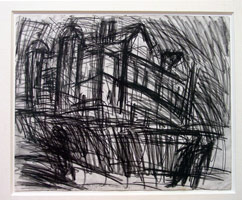 Leon Kossoff / 
Untitled, 1984 / 
charcoal on paper / 
16 x 19 1/2 in. (40.6 x 49.5 cm) / 
framed: 24 1/4 x 27 1/4 in. (61.6 x 69.2 cm)