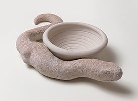 Luis Bermudez / 
Ultimate Offering, 2005 / 
castable refractory, unglazed porcelain / 
4 x 23 x 11 in. (10.2 x 58.4 x 27.9 cm)