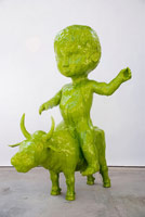 Matt Wedel / 
Boy and Cow, 2007 / 
 fired clay and glaze  / 
48 x 34 x 18 in. (121.9 x 86.4 x 45.7 cm) / 
 Private collection