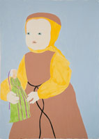 Matt Wedel / 
girl with doll, 2008 / 
gouache, pen on paper / 
42 x 30 in. (106.7 x 76.2 cm) / 
Private collection 