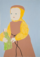 Matt Wedel / 
girl with doll, 2008 / 
gouache, pen on paper / 
42 x 30 in. (106.7 x 76.2 cm) / 
Private collection 