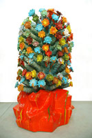 Matt Wedel / 
Flower Tree, 2008 / 
fired clay and glaze / 
77 x 43 x 45 in. (195.6 x 109.2 x 114.3 cm) / 
Private collection 