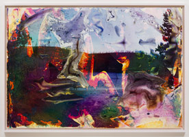 Matthew Brandt / 
Rainbow Lake WY 1, 2013 / 
c-print soaked in Rainbow Lake water / 
72 x 105 in. (182.9 x 266.7 cm) / 
Framed: 76 3/8 x 109 1/2 in. (194 x 278.1 cm) 