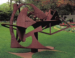 Mark di Suvero / 
For W. B. Yeats, 1985-87 / 
Cor-Ten steel / 
100 3/4 x 143 7/16 x 88 5/16 in (255.9 x 364.3 x 224.3 cm) / 
Raymond and Patsy Nasher Collection, Nasher Sculpture Center, Dallas