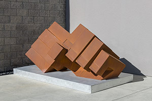 Nathan Mabry / 
Heavy Handed (Flesh and Blood), 2014 / 
cor-ten steel, aluminum base / 
55 x 63 1/2 x 110 in. (139.7 x 161.3 x 279.4 cm)