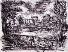 Landscape With A Calm No. 3, 1999 / 
compressed charcoal & pastel on paper / 
22 x 29 5/8 in (55.9 x 75.2 cm)