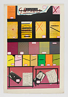 R.B. Kitaj / 
Ctric News Topi, 1968 / 
color screenprint, photoscreenprint, collage on canvas / 
Canvas: 42 x 28 1/2 in. (106.7 x 72.4 cm) / 
Framed: 45 1/8 x 31 1/4 x 2 in. (114.6 x 79.4 x 5.1 cm) / 
Edition of 70, 10 A.P.