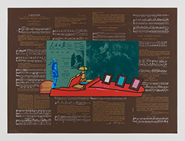 R.B. Kitaj / 
Heart, 1966 / 
color screenprint, photoscreenprint on brown Keays Centurion Antique Seal cover paper / 
Sheet: 22 3/8 x 30 5/8 in. (56.8 x 77.8 cm) / 
Framed: 26 3/8 x 34 3/4 in. (67 x 88.3 cm) / 
Edition of 70, 5 A.P.s