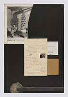 R.B. Kitaj / 
The Defects of its Qualities, 1967 / 
collage on paperboard / 
Sheet: 31 1/2 x 21 1/2 in. (80 x 54.6 cm) / 
Framed: 33 3/4 x 23 1/2 in. (85.7 x 59.7 cm)