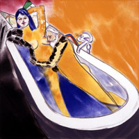 R.B Kitaj / 
Los Angeles No. 11 (Bathtub), 2002-03 / 
oil on canvas / 
36 x 36 in. (91.4 x 91.4 cm) / 
framed: 37 3/8 x 37 3/8 in. (94.9 x 94.9 cm) / 
 / 
© estate of R.B. Kitaj, courtesy Marlborough Gallery, New York