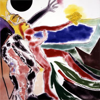 R.B. Kitaj / Los Angeles No. 15, 2002 / 
oil on canvas / 
48 x 48 inches (122 x 122 cm)
