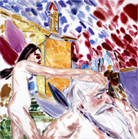 R.B. Kitaj / Los Angeles No. 19, 2003 / 
oil on canvas / 
36 x 36 inches (91.4 x 91.4 cm)
