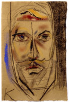 R.B. Kitaj / Young Mondrian (after his self portrait),
2001 – 2003 / 
pastel and charcoal on paper with oil / 
22 x 15 inches (56.5 x 38.7 cm) / 
Private collection 